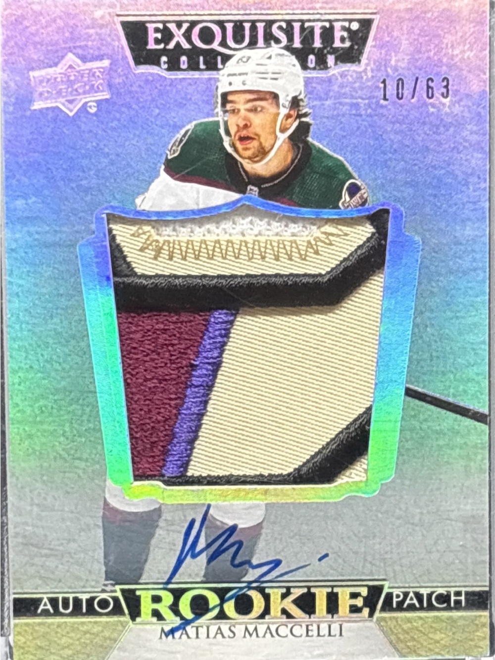 Upper Deck Matias Maccelli Rookie Patch Card - Auto LE 10/63
